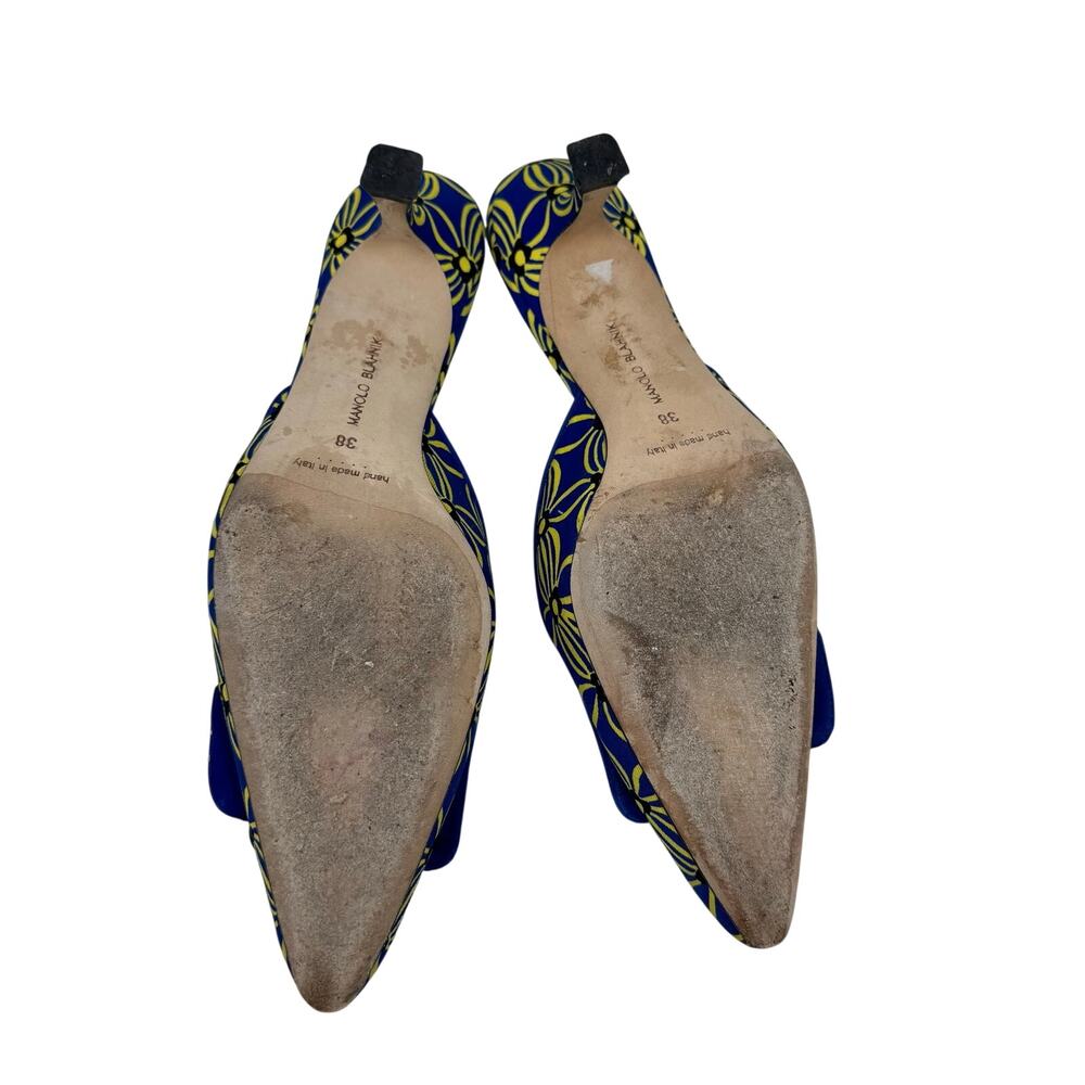 Manolo Blahnik Maysale Floral Print Buckle Kitten Heel Mule EU 38 US 8 - Picture 7 of 8